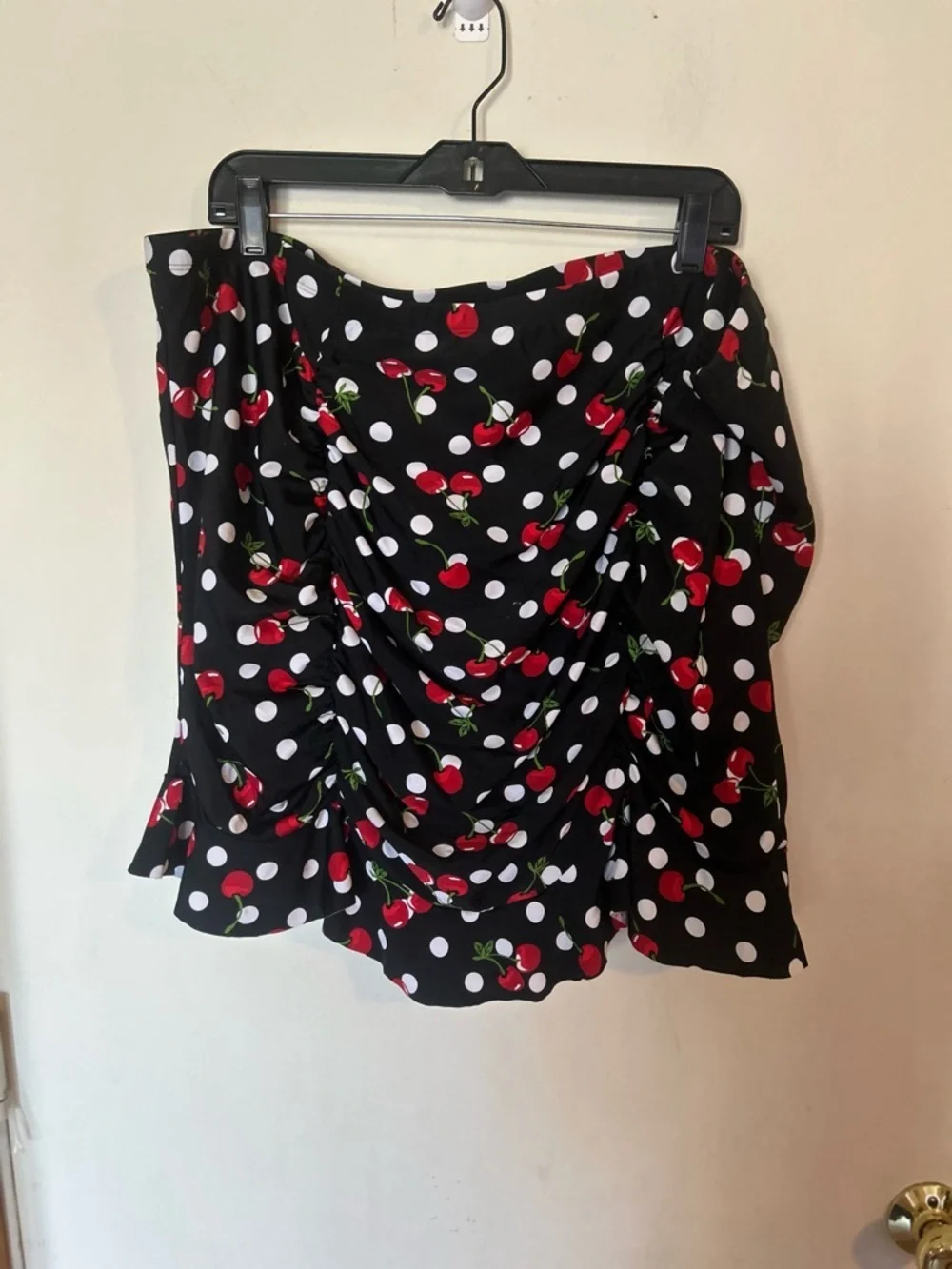 Torrid Size 4 Retro Cherry Polka Dot High-Rise Long Ruched Swim Skirt With Brief